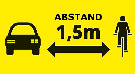 Abstand 1,5m MehrPlatzfürsRad , Abstand halten